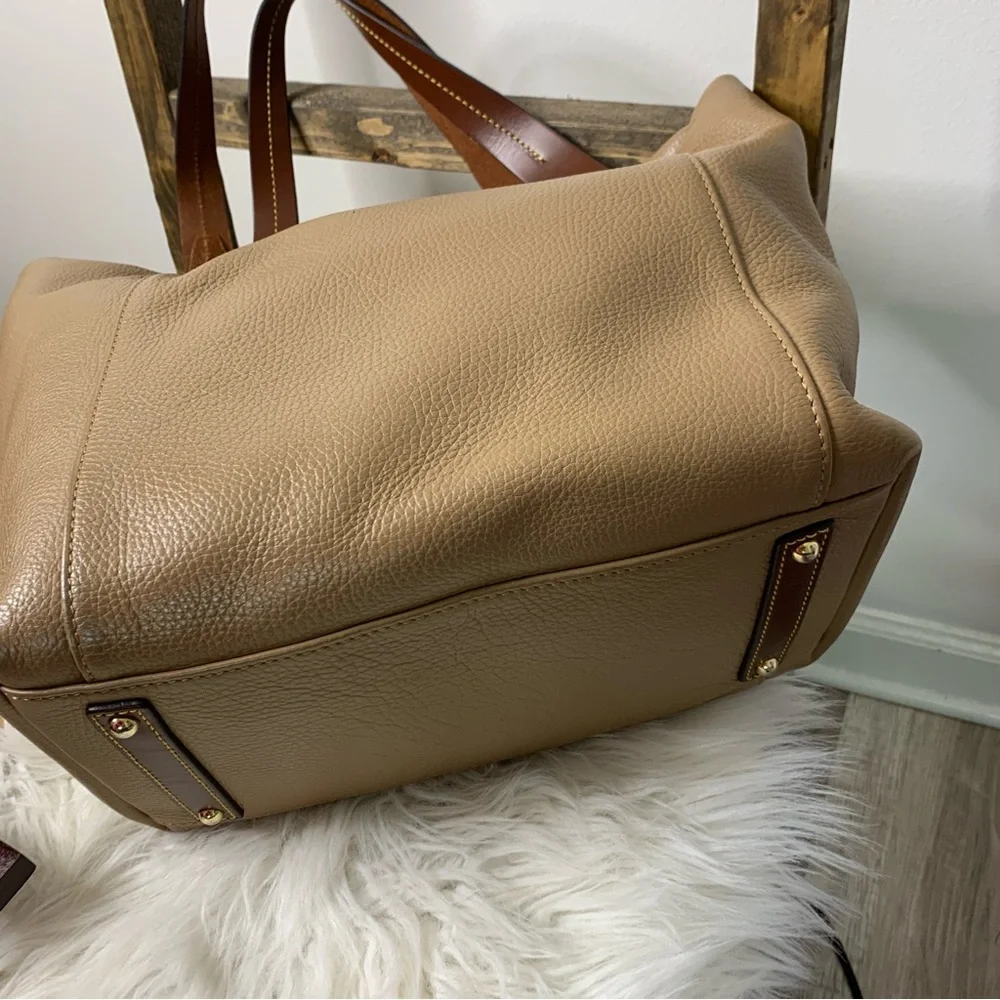 Dooney & Bourke Brown Leather Tote with Gold Accents